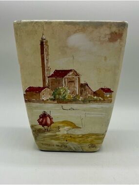 Hand-Painted Ceramic Vase Venetian San Giorgio Maggiore Church, Made in Italy